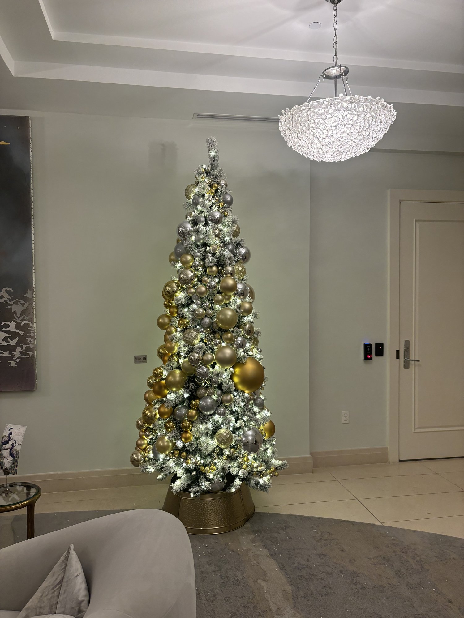 Gold and silver flocked tree